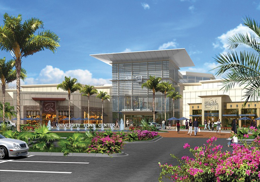 The Mall at University Town Center will feature 115 stories, of which more than half will be new to the market. Courtesy rendering.