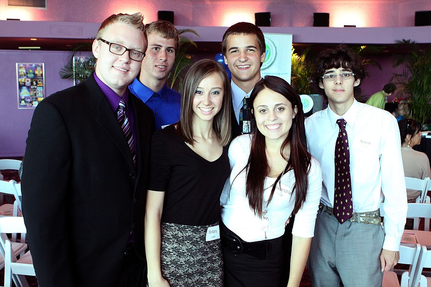 Colin Kleinkopf, Grayson Schrantz, Bailey Pecor, Aaron Cook, Brittany Larson and Alexandria Twigg