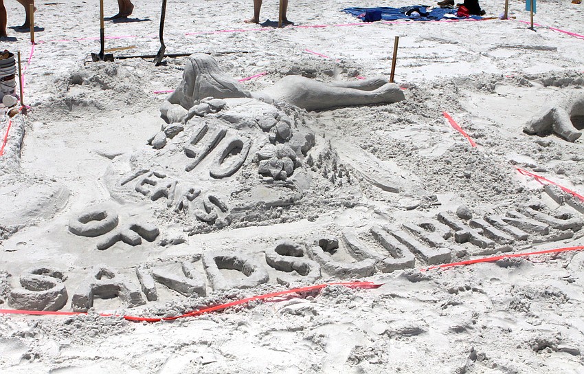 One group wrote out â€œ40 Years Of Sand Sculptingâ€ and incorporated it into their piece, Saturday, May 5.