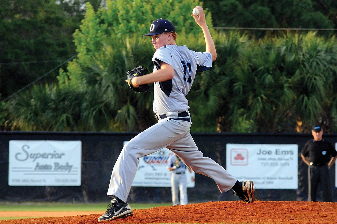 ODA junior Alex Horan pitched the first inning of the Thunder's 6-1 loss to St. Petersburg Catholic May 2.