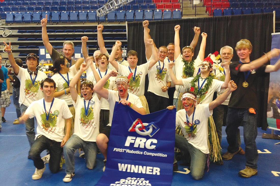 The Sarasota Jungle Robotics team earned a winning position at the South Florida Regional FIRST Robotics Competition. Photo courtesy of Ellen Bregg.