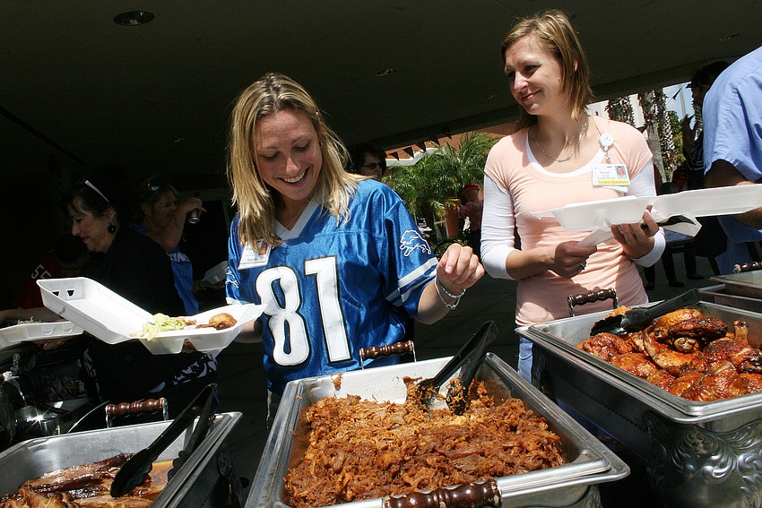 Lakewood Ranch Medical Center's Breanne Guy and Sarah Coonan enjoyed a catered lunch for National Hospital Week.