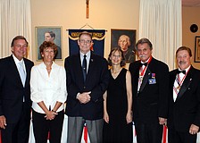Honorees Scott Bill, Mary Potter, Jay Foutty, LTC Pam Meyers, Sal Naimo pose with Tom Dineen, Saturday, May 12, at the 29th Annual Patriotic Ball at the Knights of Columbus Hall.