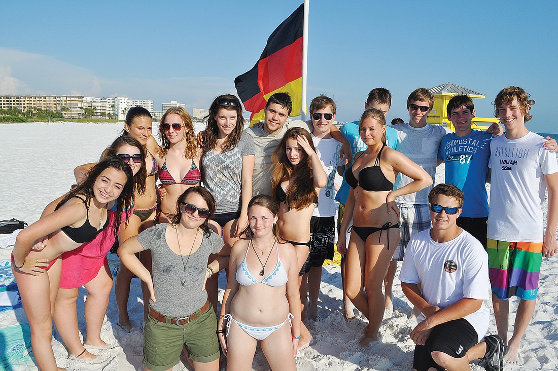 The German exchange students enjoyed Siesta Key Beach with their American hosts.