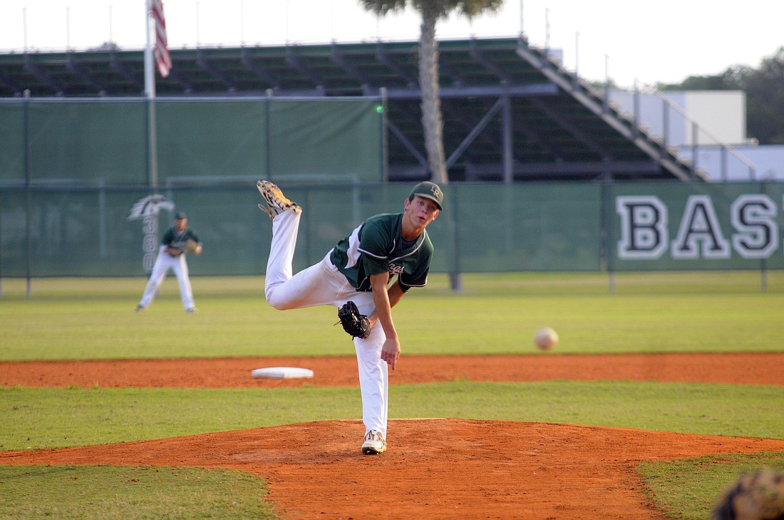 Senior Seth McGarry pitched his final game in a Mustangs uniform during the Class 6A state semifinals May 17.