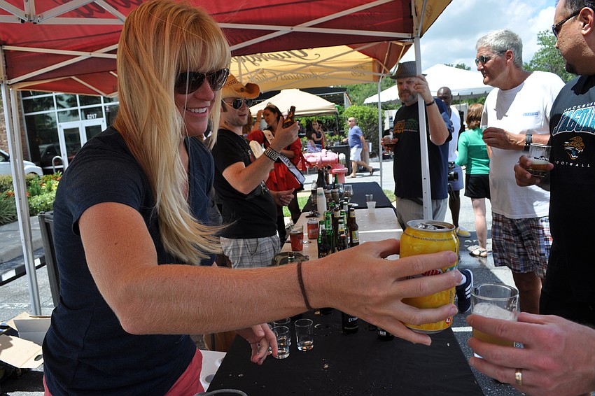 Amber Lynch poured guests beer samples.