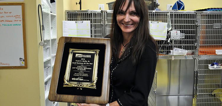 Dr. Anne Chauvet accepted the Small Business of the Year Award on behalf of Critical Care and Veterinary Specialists of Sarasota.
