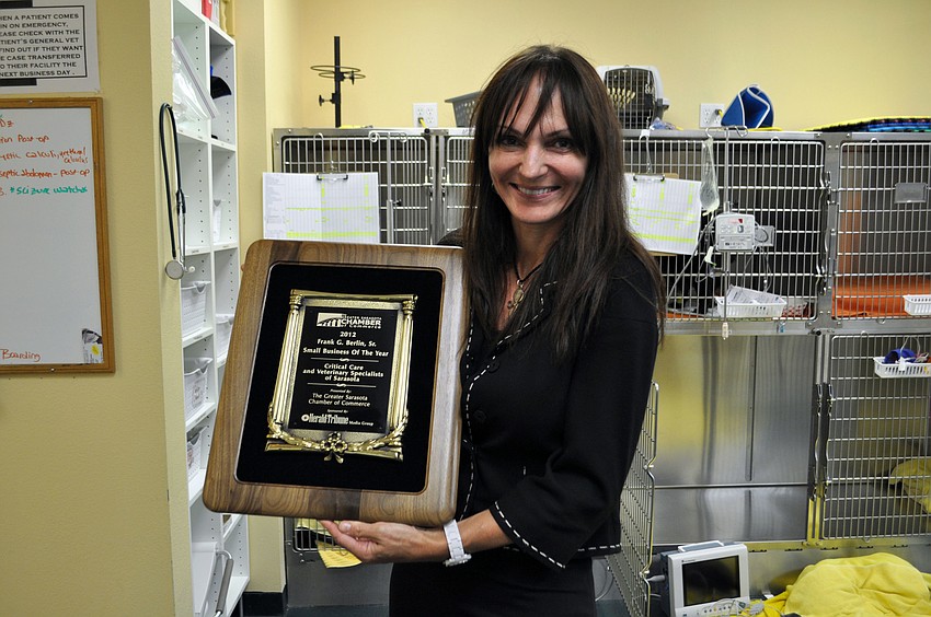 Dr. Anne Chauvet accepted the Small Business of the Year Award on behalf of Critical Care and Veterinary Specialists of Sarasota.