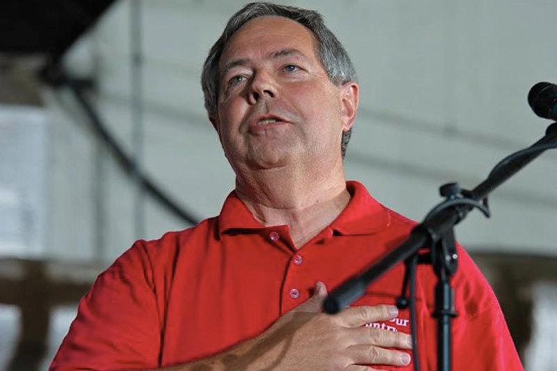 Randy McLendon led the pledge of allegiance at a Newt Gingrich rally earlier this year. Courtesy photo.