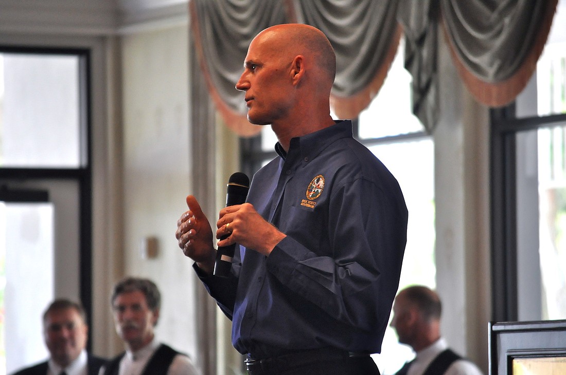Gov. Rick Scott spoke about the economy, November elections and education during the luncheon.