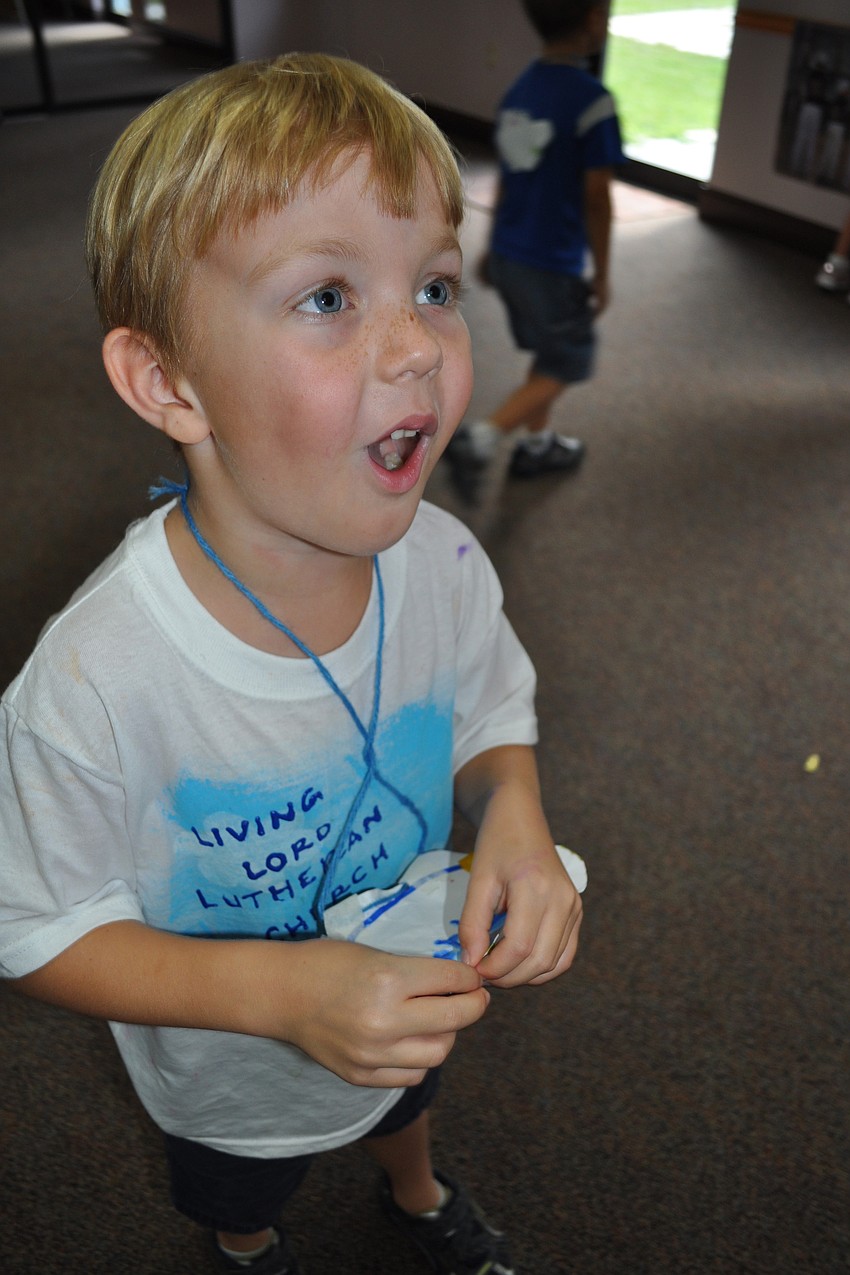 Connor Christienson eagerly  told a story about how he saw a video of dogs popping balloons.