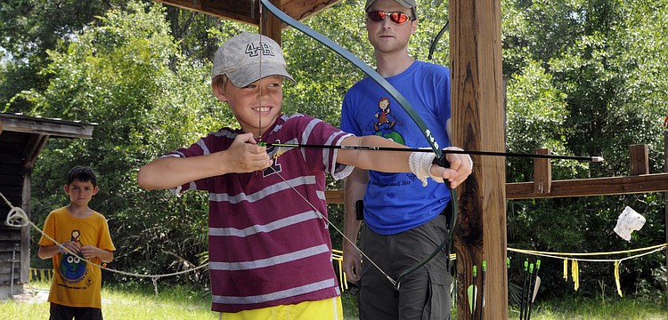 Nine-year-old Luke Stoker made sure to keep his eye on the target.