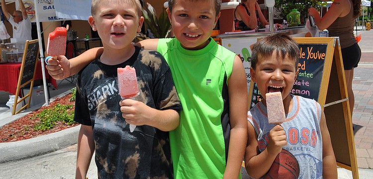 Jeremy Keefer and Sammy and Noah Tabachnick enjoyed Pop Craft popsicles.
