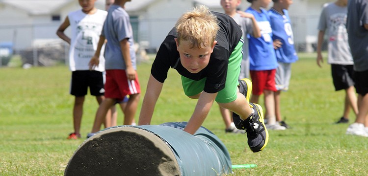 Six-year-old Dylan Elder couldnâ€™t wait to show off his skills during an agility drill.