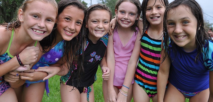 Kayla Keane, Mackenzie Ramalho, Emily Wilcox, Dakota Kelly, Hannah Arduini and Jessie Dyson were eager to go on the water slide.