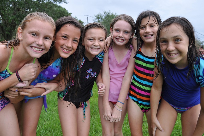 Kayla Keane, Mackenzie Ramalho, Emily Wilcox, Dakota Kelly, Hannah Arduini and Jessie Dyson were eager to go on the water slide.