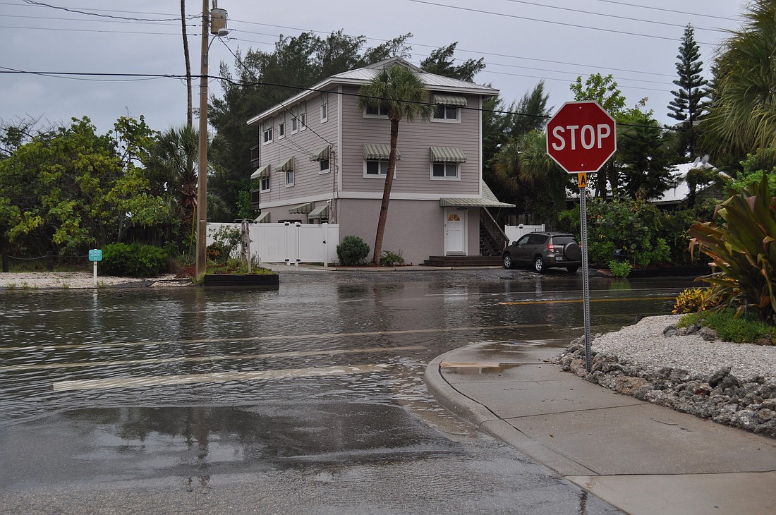 Sections of Beach Road along Siesta Key Beach are often the first areas on the island to flood, and quickly become road hazards.