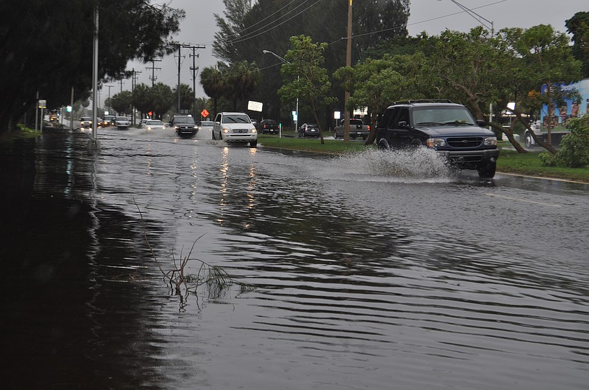 John Ringling Blvd. leading into St. Armands Circle was just barely a one-lane road Sunday afternoon.