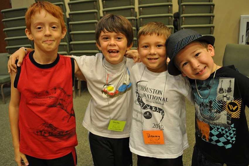 Zakary Savosik, Gabe Notta, Danny Ferber and Andru McCann were eager to take on the girls in a game of dodge ball.
