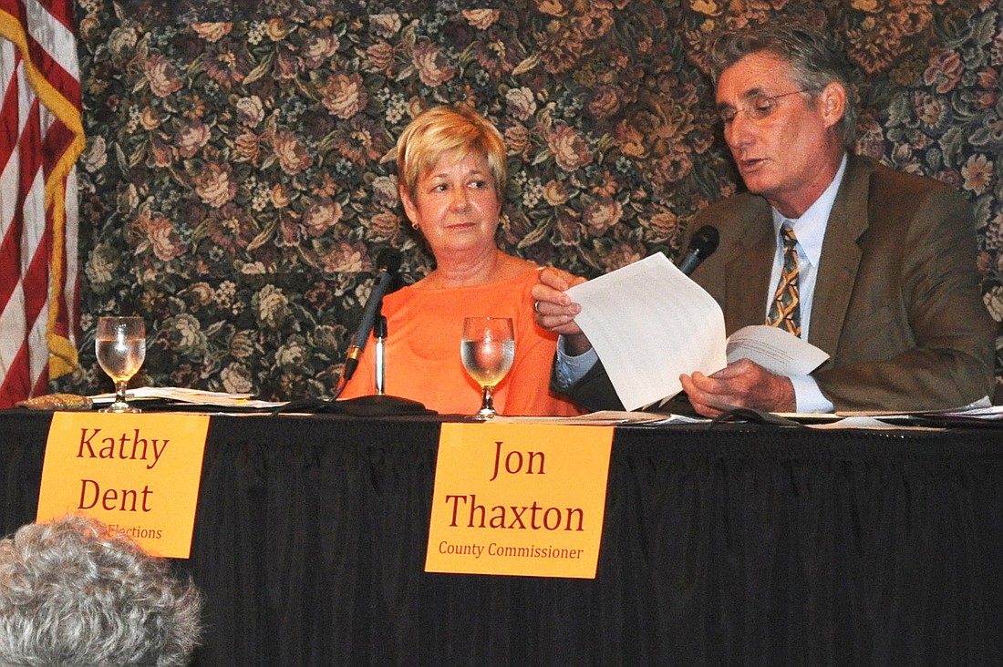 Sarasota County Commissioner Jon Thaxton and Supervisor of Elections Kathy Dent volley criticisms about each other's political record.