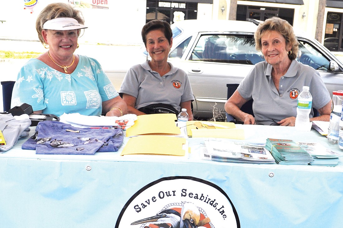 Ann Anderson, Nancy Curtis and Bev Meadows host an informational and educational booth for Save Our Seabirds at the event. Photo by Mallory Gnaegy.