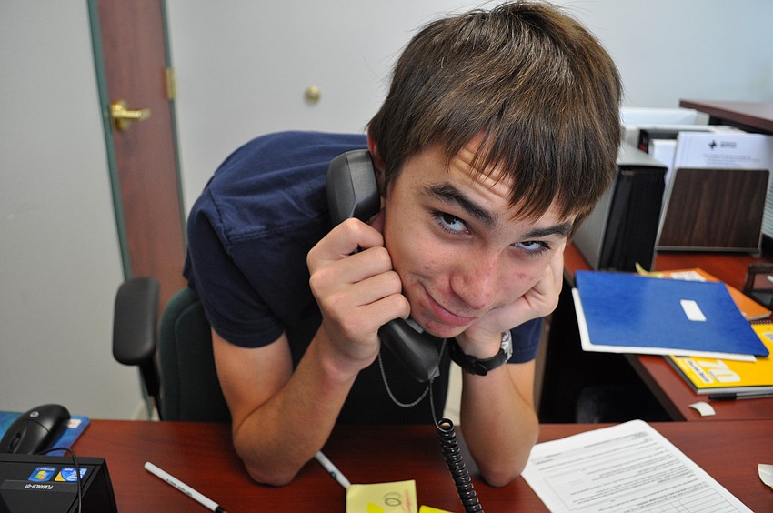 Jacob Sage greeted guests as they arrived at the Red Cross building.