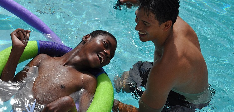 David Honeyghan traveled to the deep end with his counselor, Devin Melcher.