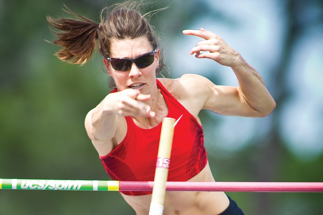 Lacy Janson tied for 15th place in the women's pole vault qualifier. File photo.