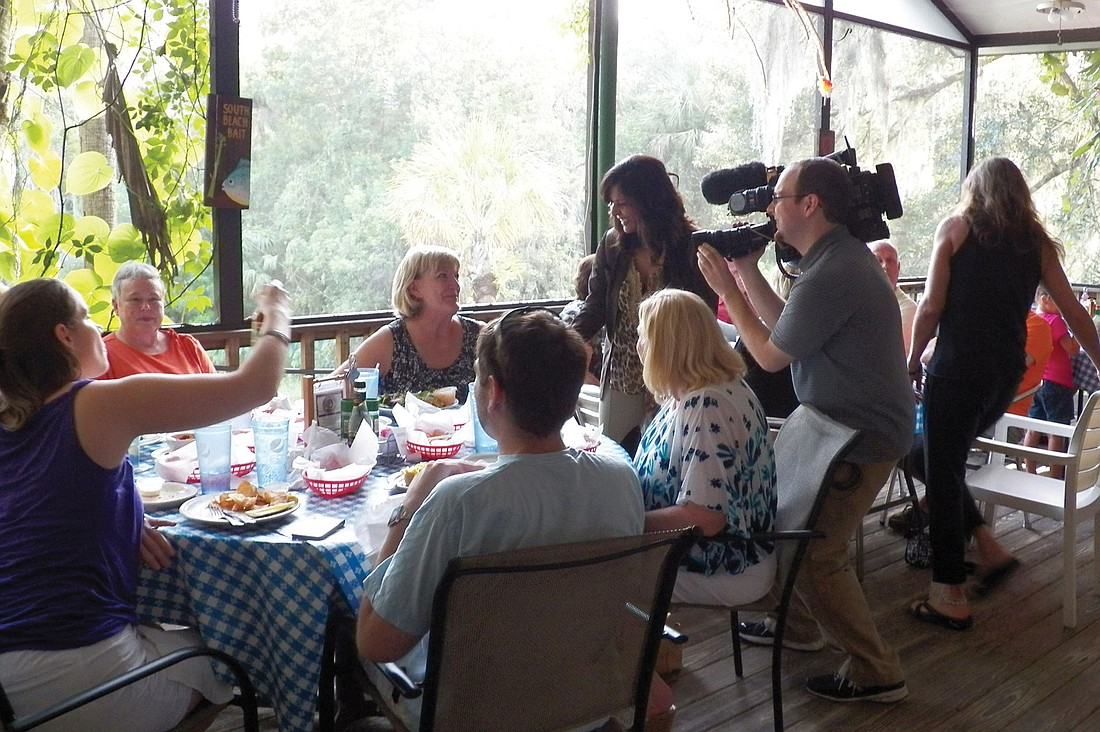 Film crews capped off their visit by interviewing patrons at their tables. Photos courtesy of Sarasota Sally.