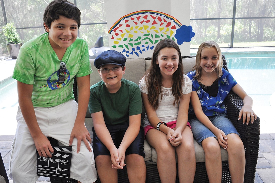 Diego Bracho, Harrison Angsten, Riley Huennerkopf and Emmy Morris film at a Lakewood Ranch home for part of their film.
