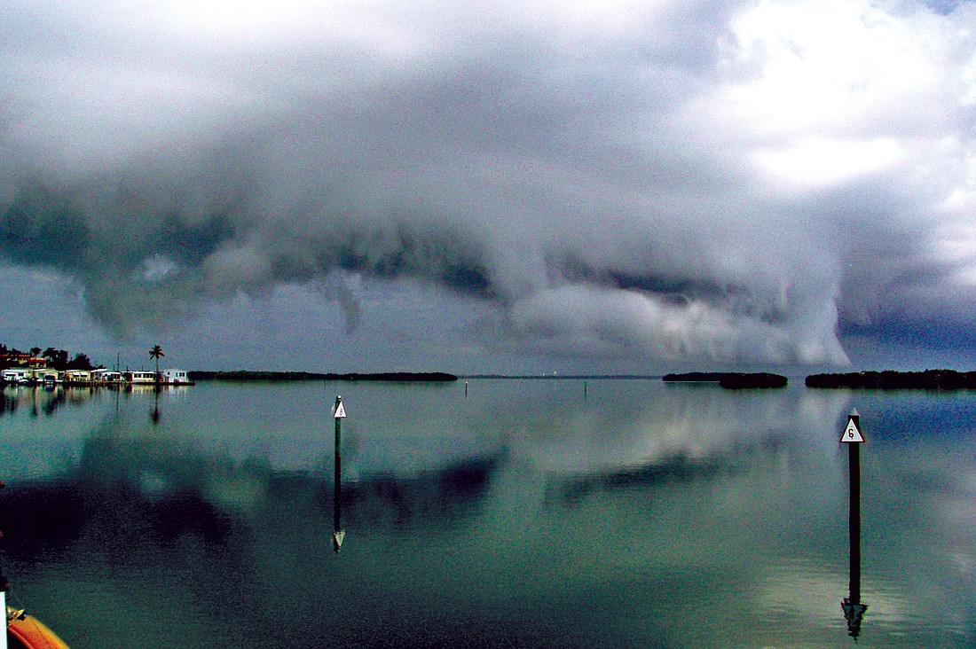Charles Neubauer took this photo of storm clouds rolling in over Buttonwood Harbor.