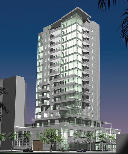 The Jewel will have 18 floors and have sweeping views of Sarasota Bay and the surrounding area. Construction is expected to start in summer 2013. Courtesy rendering.