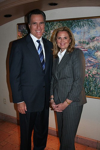 Presidential candidate Mitt Romney and his wife, Ann, attended the Lincoln Day Dinner in April 2007.