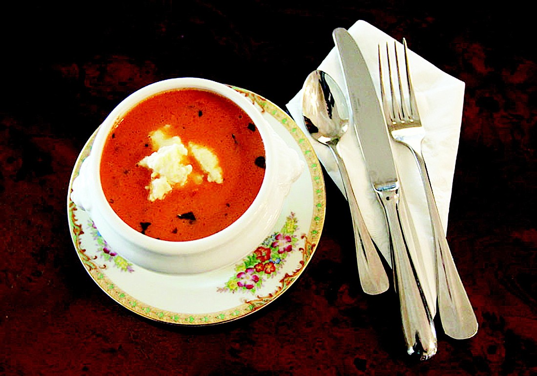Cindy's Basil Tomato Soup with Parmesan Ice Cream
