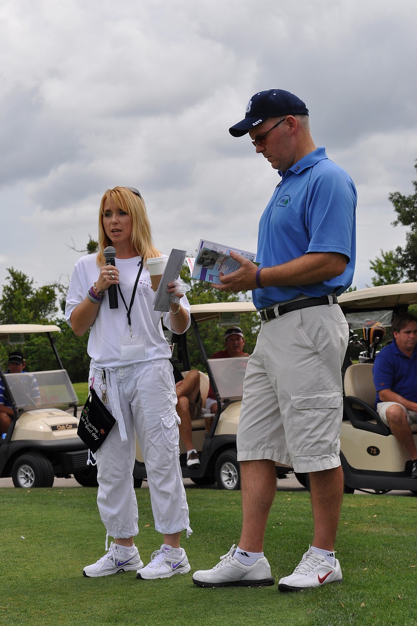 Payton Wright Foundation co-founders Holly and Patrick Wright welcome guests to the tournament.