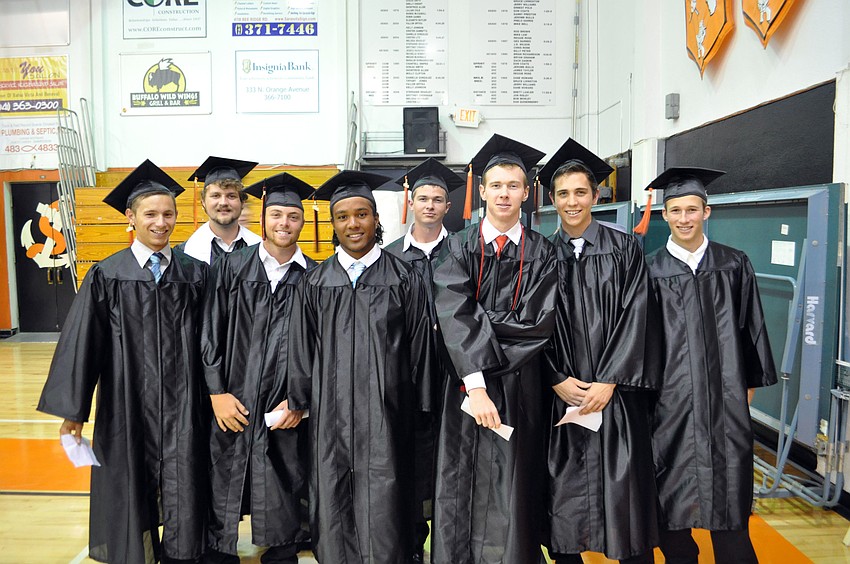 Students wait in line before the ceremony.