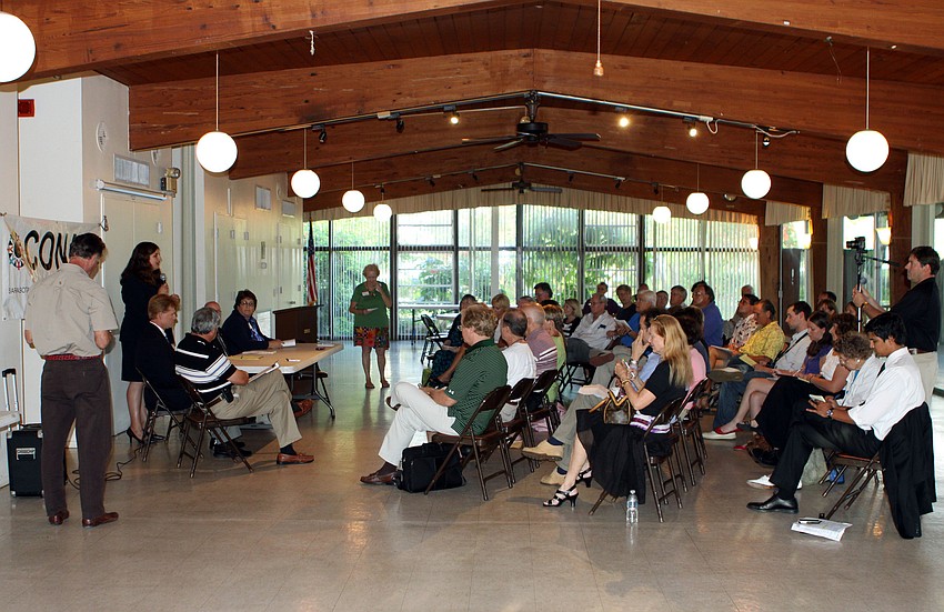 Members of the community came out to ask questions and learn more about the candidates up for election during at open forum CONA meeting at the Sarasota Garden Club, Monday, June 11.