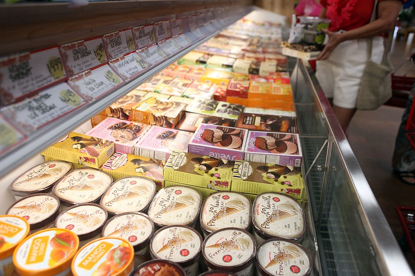 A freezer case full of delicious ice creams and frozen treats.