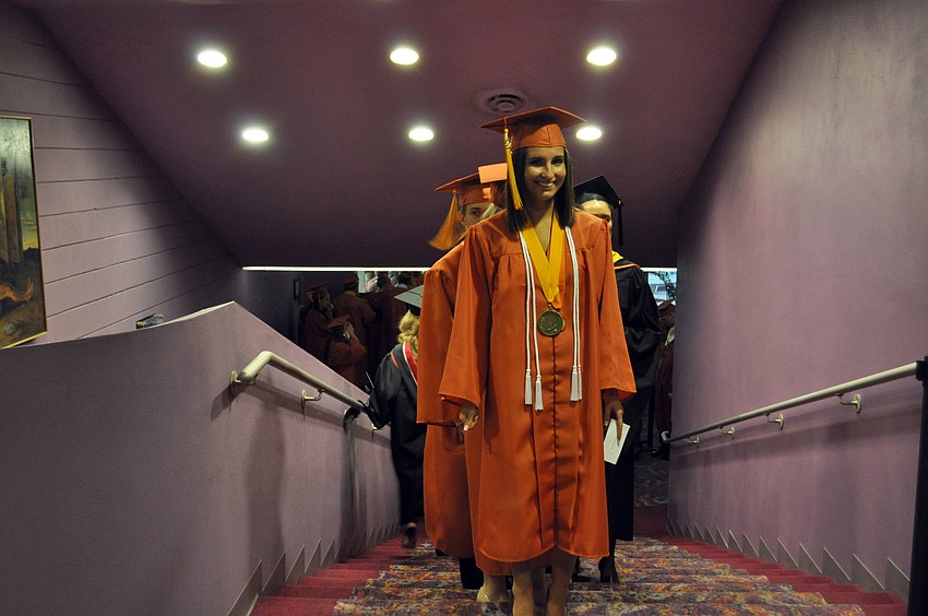 Suncoast Polytech students prepare for the graduation ceremony.