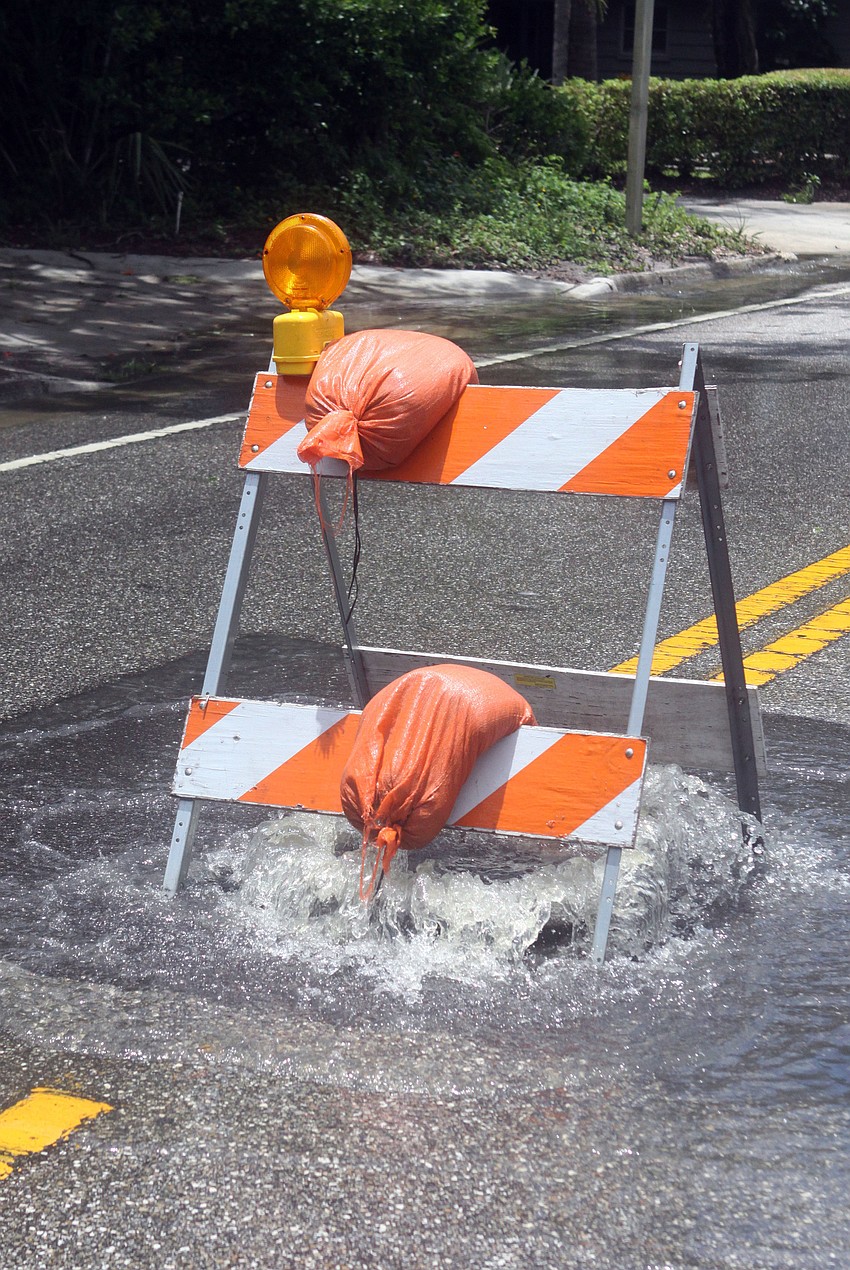 A sewer on Orange Avenue was unable to take in anymore water into its drain.