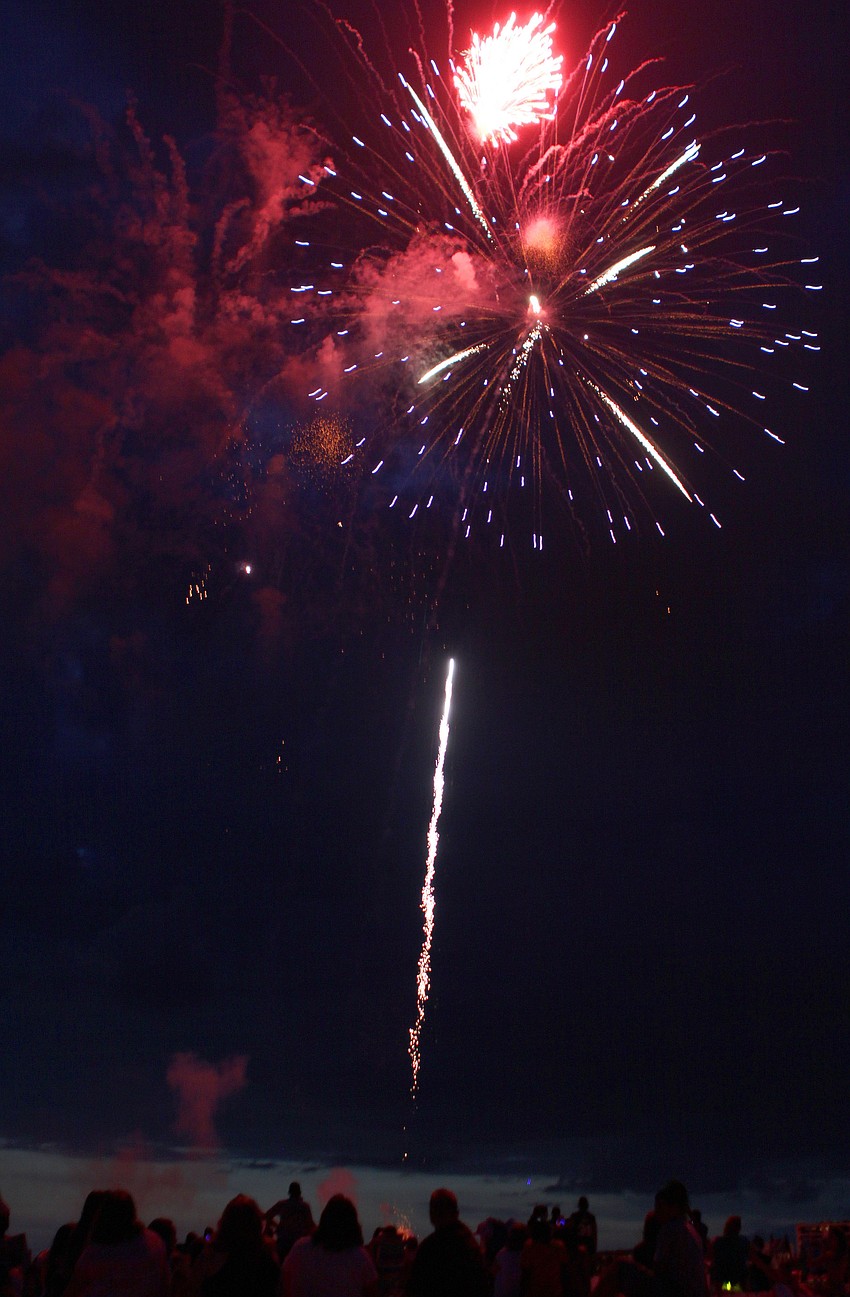 The fireworks display on Siesta Key Public Beach lasted 15 minutes and was enjoyed by thousands of people on and off the beach.