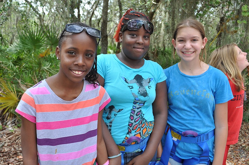 Kiara Harris, Mia Ates and Kylee Soltez all were eager to try the high ropes course challenge.