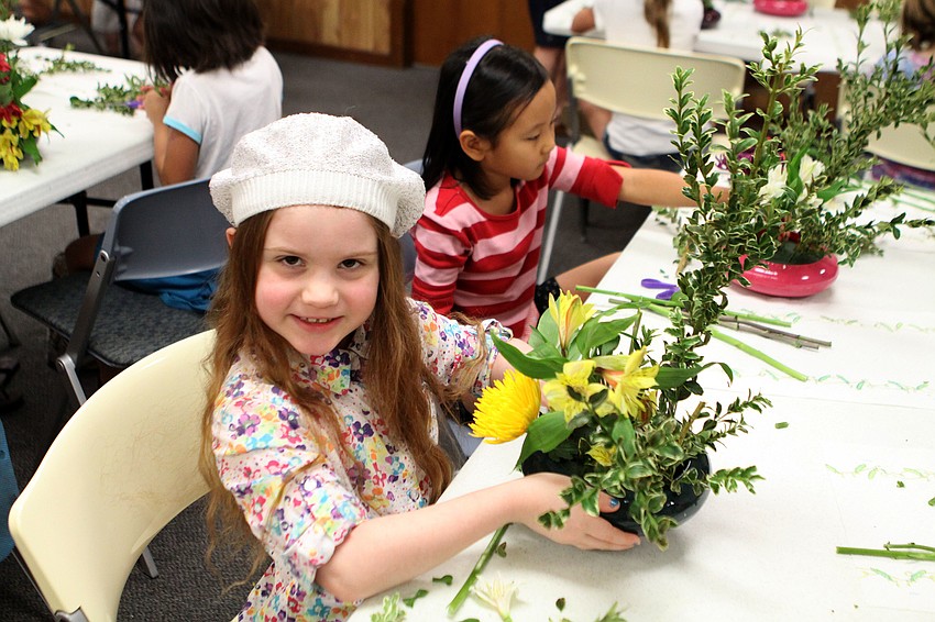 Anna Locke, 7, shows off her creation.
