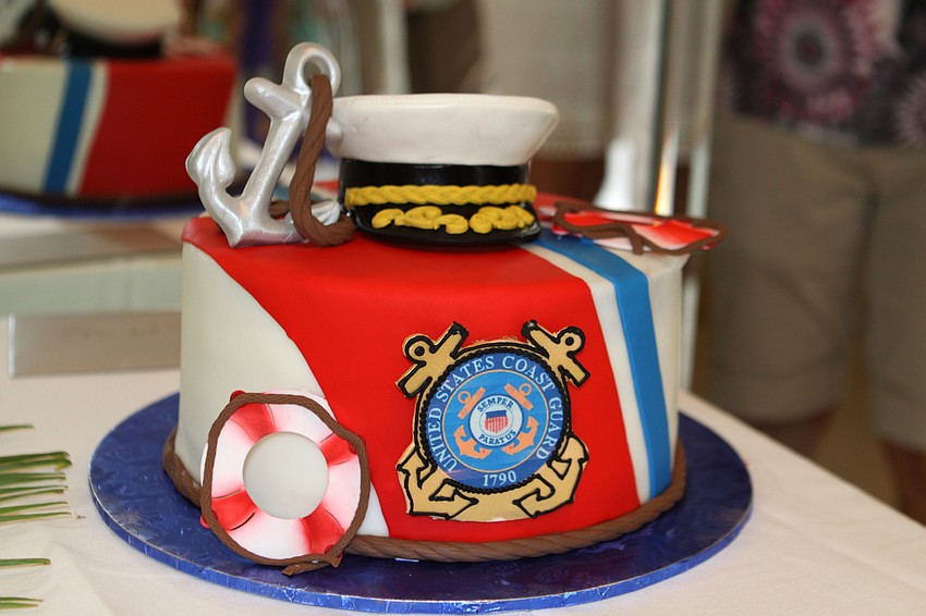 The coastguard-themed grooms cake was a special surprise for Admiral Steve Branham.