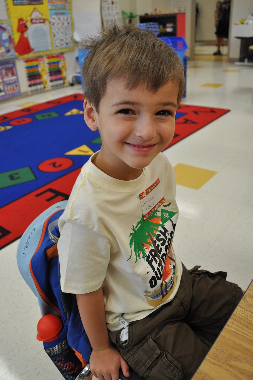 Harrison Keaser, 4, was excited about his first day of school at Gullett Elementary.