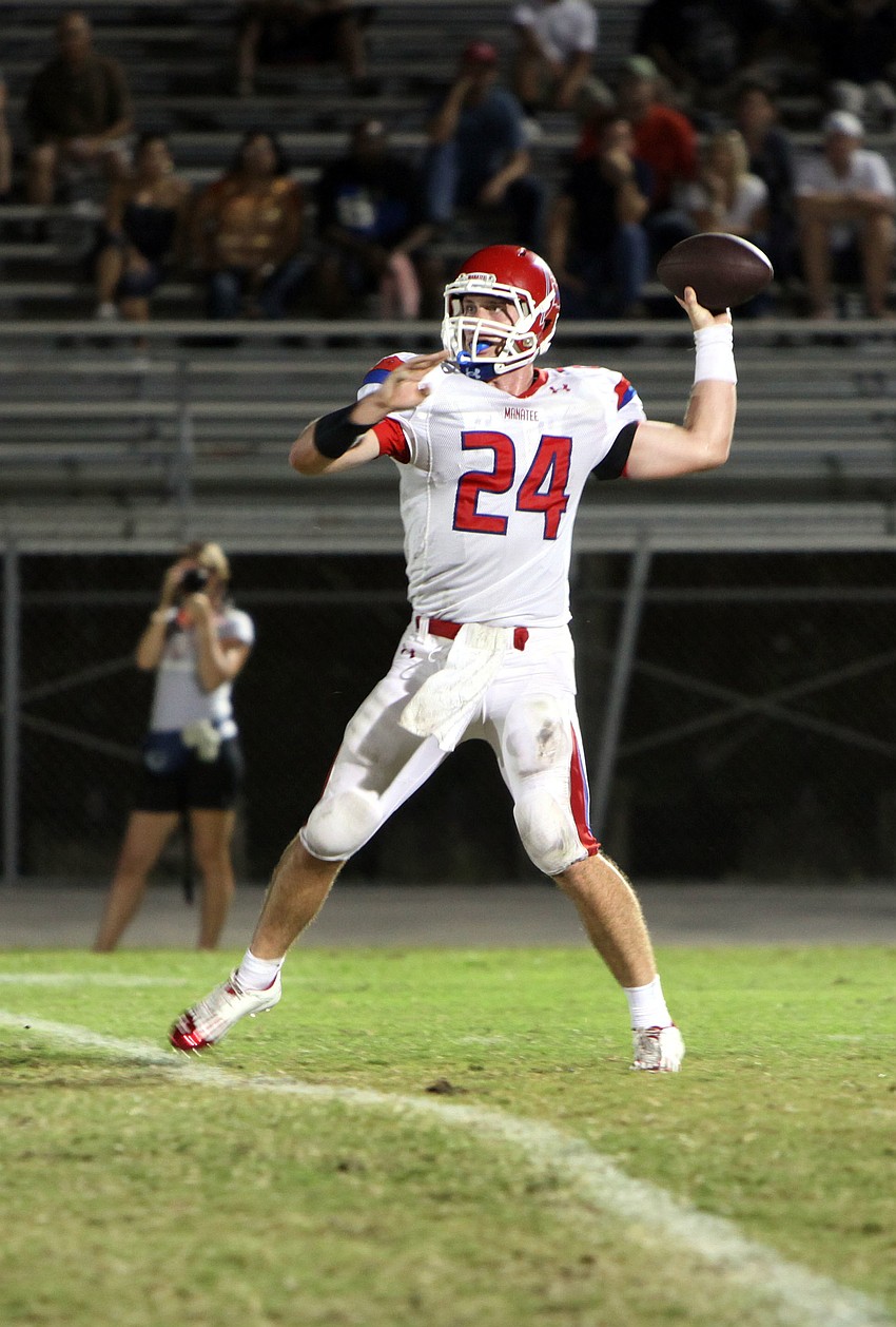 Cord Sandberg, No. 24, prepares to throw the ball down the field Friday, Sept. 7.