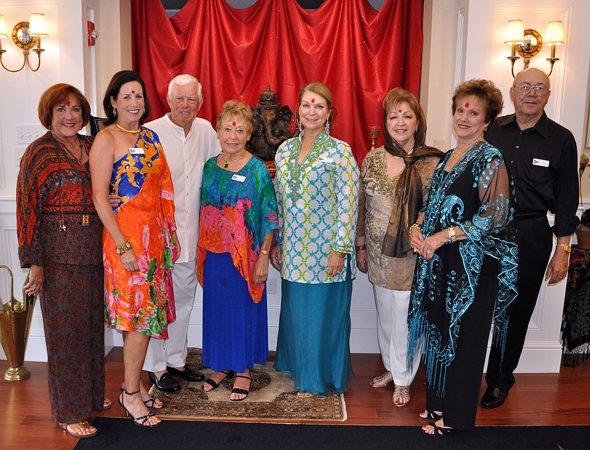 Rebecca Taylor, Medora and Buck Fry, Sally Kessler, Lynn Hayes, Karen Gallagher and Jamo Powell were part of the planning crew for Bird Key Yacht Clubâ€™s Passage to India night, Saturday, July 21.