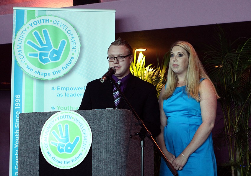 Colin Kleinkopf and CYD alum Tracy Helbing were the MCs for the CYD 16th annual celebration at the Van Wezel.