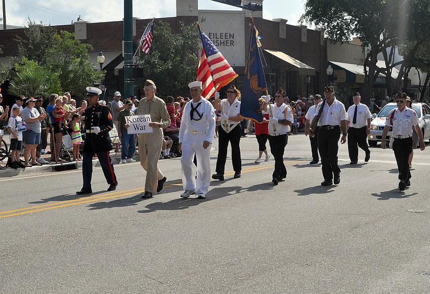 Veterans from the Korean War walked in the annual Memorial Day parade.