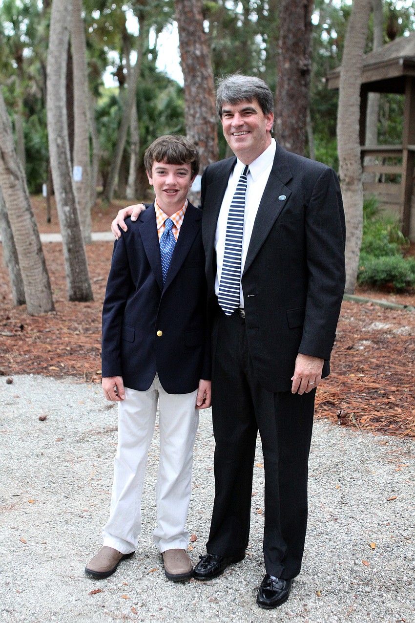 Gus Mahler with his father Headmaster David Mahler
